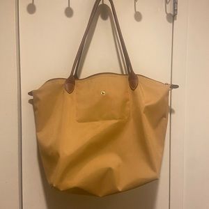 Large Long Champ Le Pilage Tote in Mustard Yellow